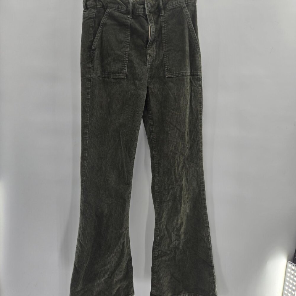 American Eagle Outfitters Olive Green Corduroy Hi-Rise Flare Stretch Jeans 6